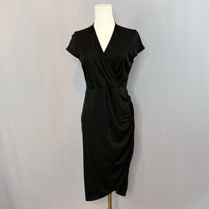 Sophisticated & Flattering Black Ribbed Wrap Dress Perfect For The Holidays